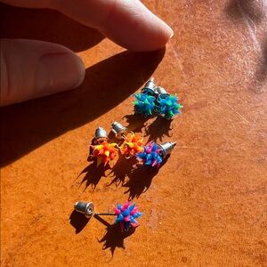 90s Raver Colorful Spiky Stud Gummy Earrings Set